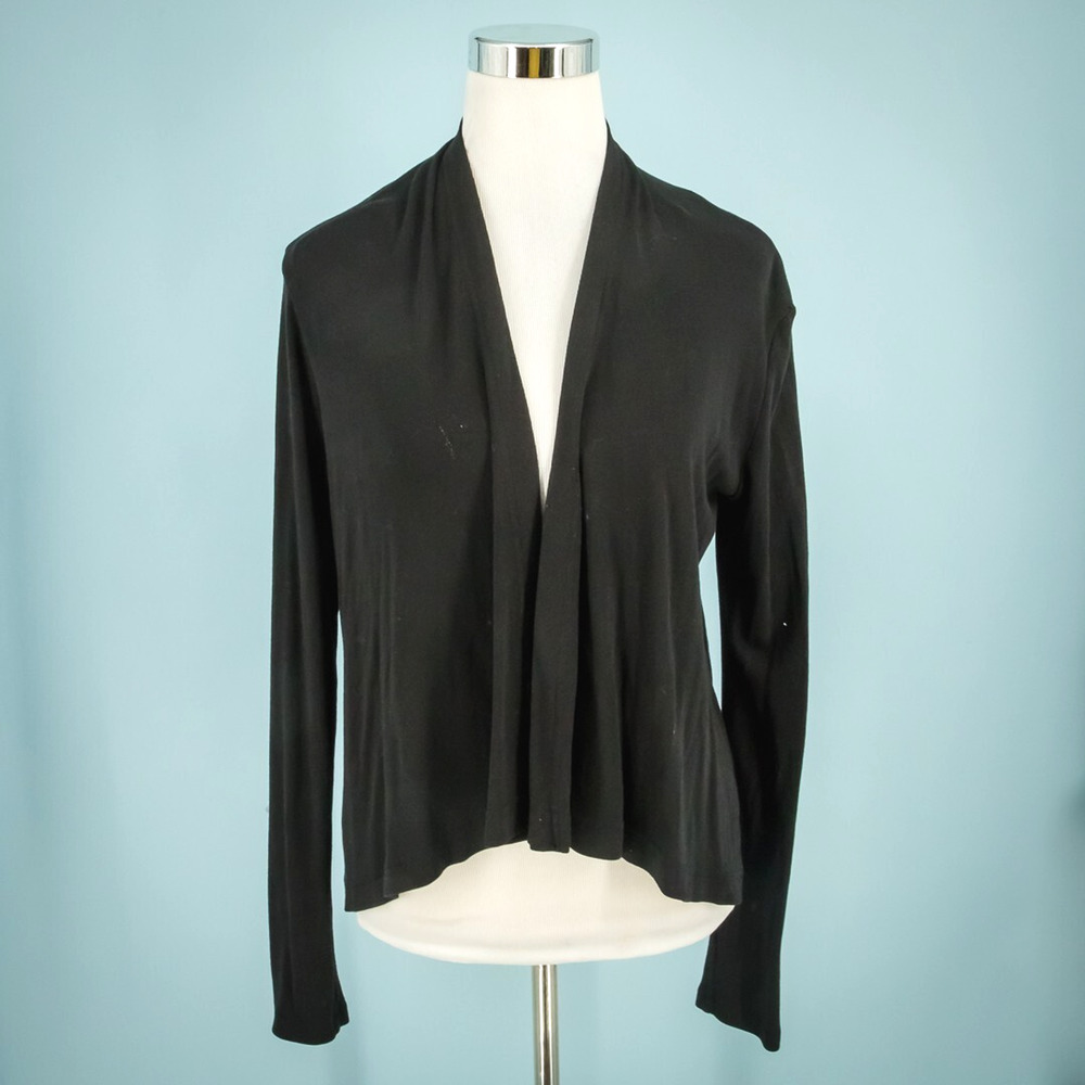 Cut Loose Size Medium M Black Draped Open Crop Boxy Artsy Knit Cardigan Sweater